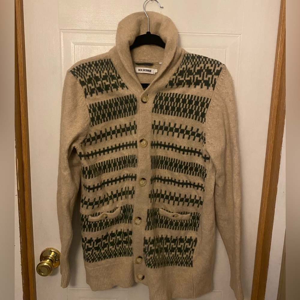 Ben Sherman Lambswool Cardigan with Shawl Collar
